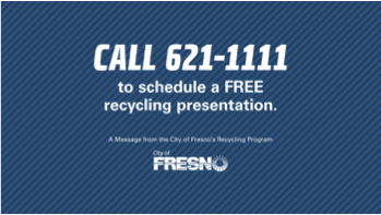 "Call 621-1111 to schedule a FREE recycling presentation"