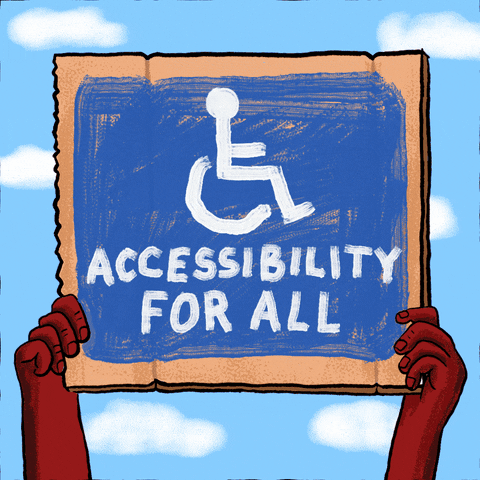 illustration of hands holding a sign that reads accessibility for all 