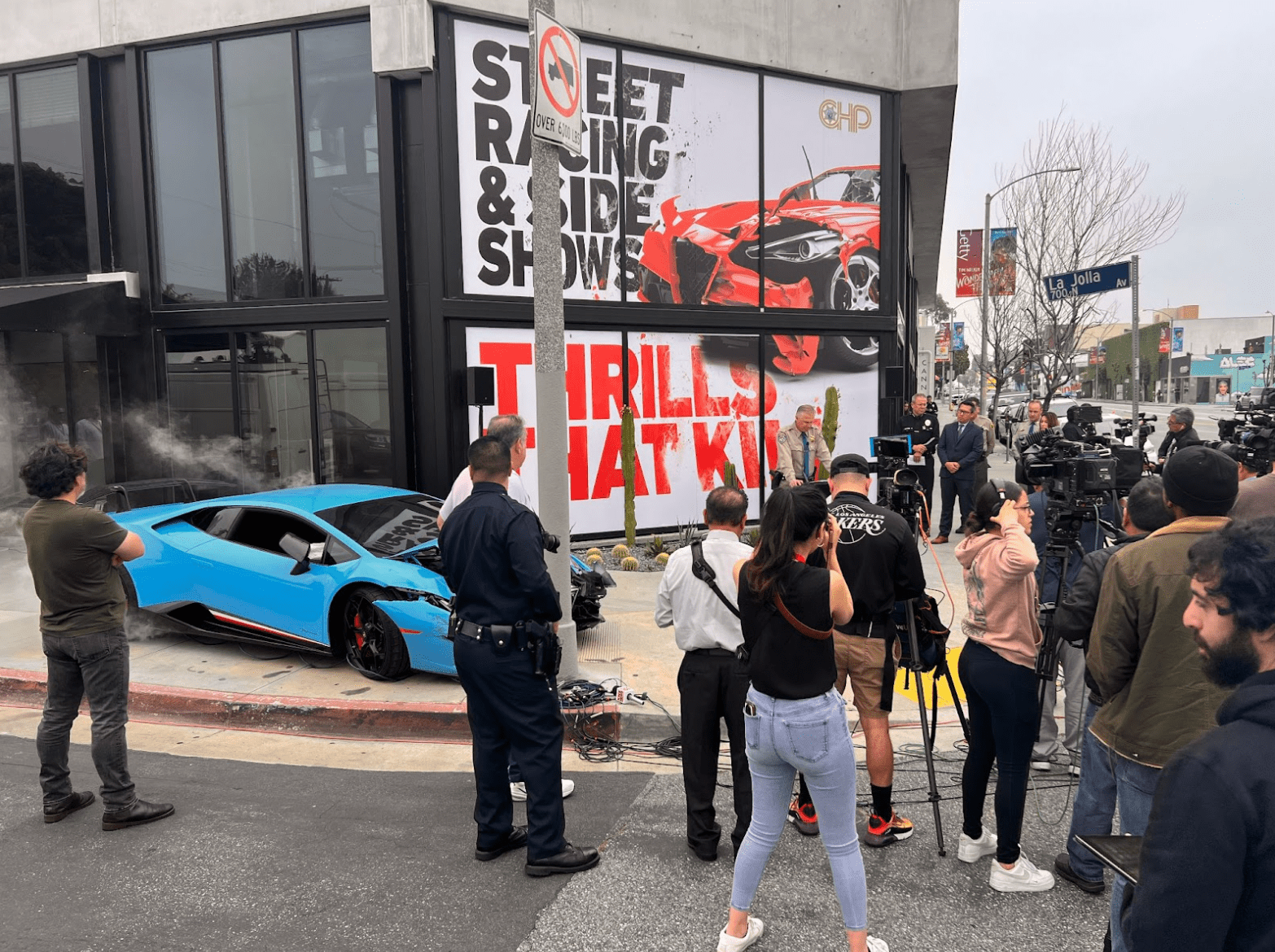 JP Marketing's Video Coordinator Alex Carrillo taking photos of "Thrills That Kill" Campaign for California Highway Patrol